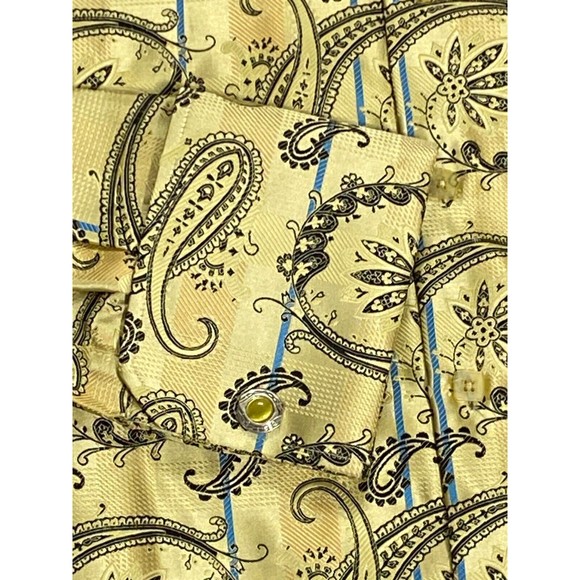 Manzini Mens Size X-Large Gold Paisley Button Down Dress Shirt Long Sleeve - Picture 4 of 9